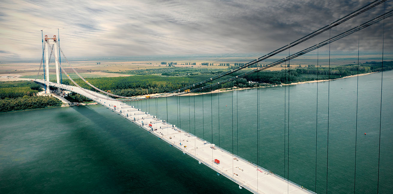 SUPPLYING POWER TO BUILD THE LARGEST SUSPENSION BRIDGE EVER BUILT OVER THE RIVER DANUBE